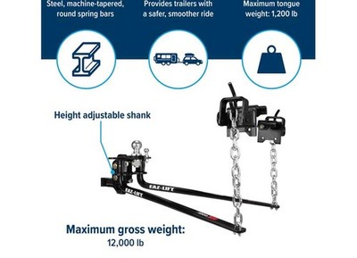 Camco 48058 Eaz-Lift Elite Weight Distribution Hitch w/Sway Control 1200 lb. TW