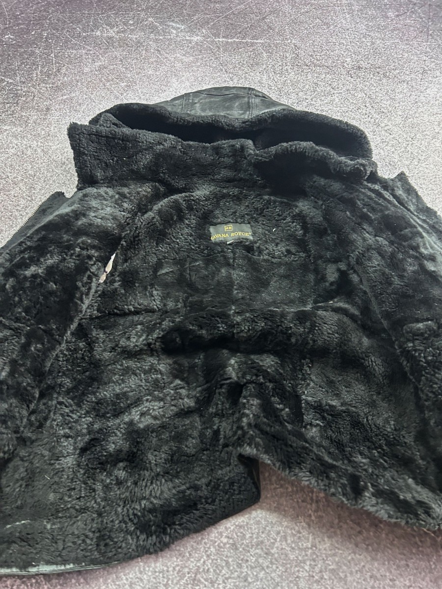 VTG STREETWEAR STYLE OPIUM LEATHER HOOD FUR JACKET 90S Y2K / Size