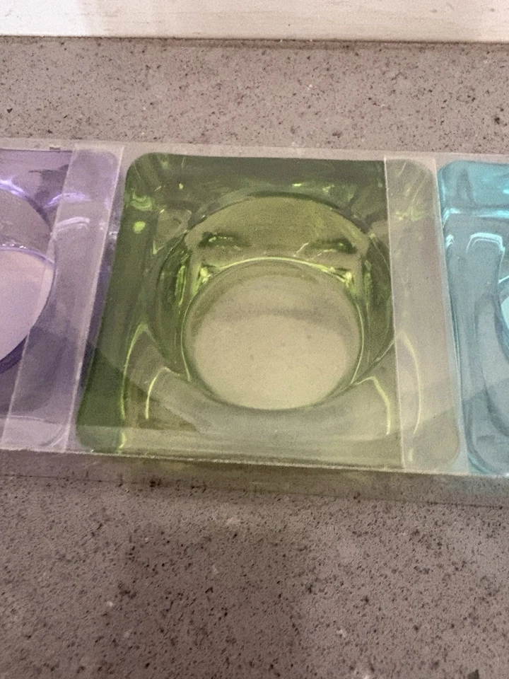 Pier One Votive Set Of 3 Cubed Clear Green Purple Purple New In Original Package - Image 3 of 4