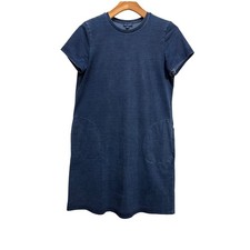 Indigo Pure Jill T-Shirt Dress Blue EUC Pockets Lyocell Stretch Shift Size S