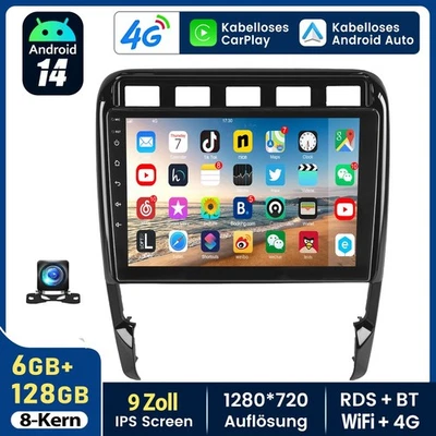 ESSGOO Für Porsche Cayenne 9PA CarPlay Android 14 Autoradio GPS NAVI WIFI KAM BT 6+128G
