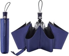 Mini Paraguas Plegable Ligero, Sombrilla Port til A Prueba De Viento, Color Azul