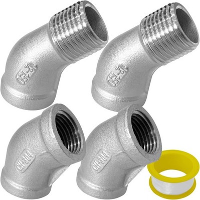 1/2 Inch 45 Degree Elbow Pipe Fitting, 304 Stainless Steel Connector