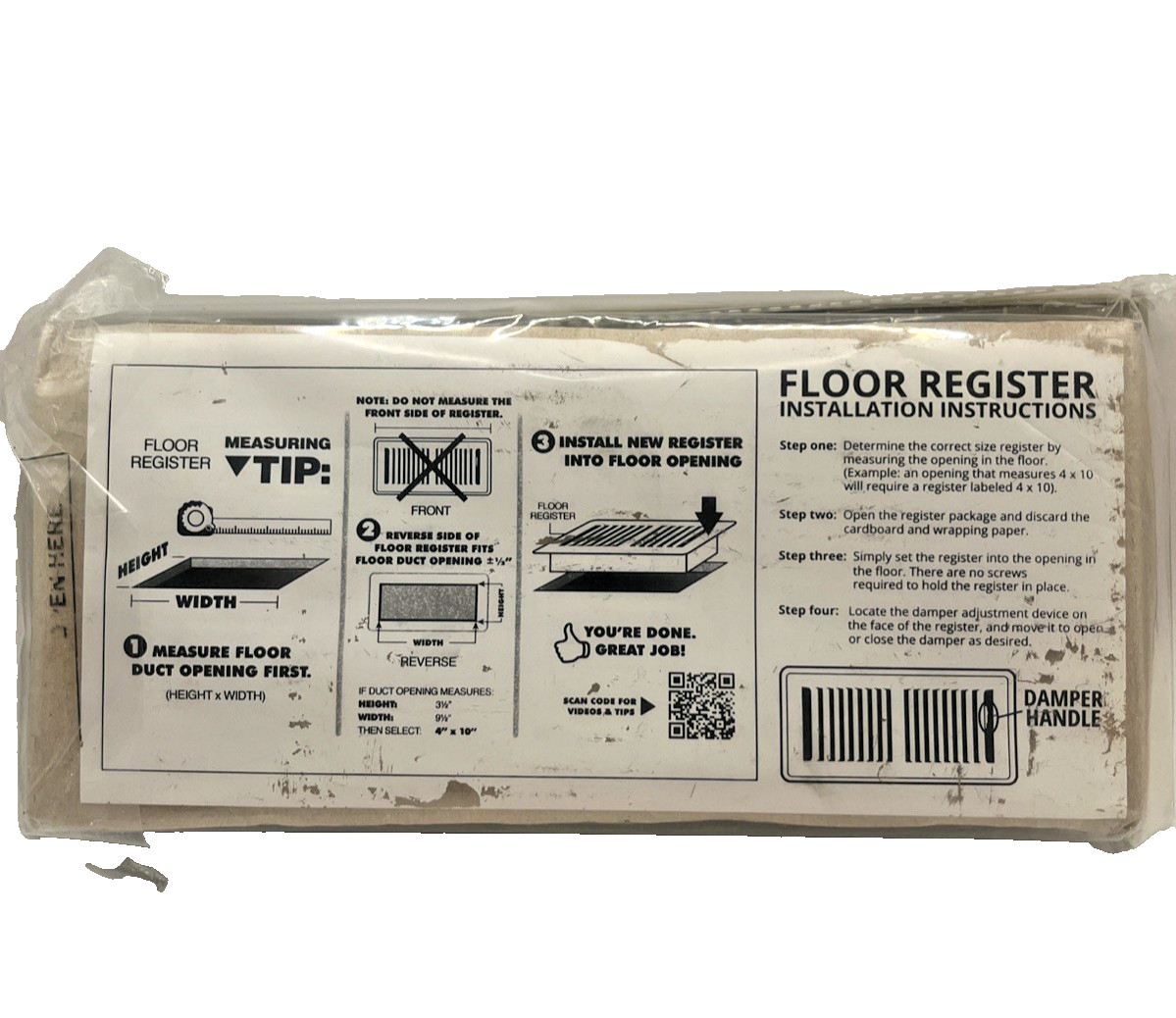 как выглядит NEW FACTORY SEALED Everbilt 4 in. x 10 in. Brown Plastic Floor Register 2 way B5 фото