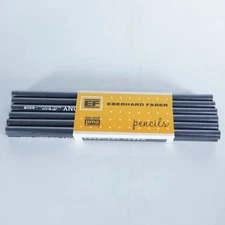 12 Vtg Eberhard Faber Design Ebony 6325 Jet Black Extra Smooth Drawing Pencils