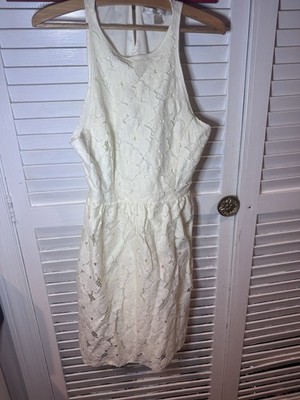  LC Lauren Conrad Ivory Lace Fit & Flare Dress Women s 8 Brunch Bridal Grad