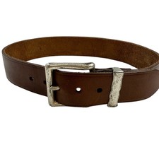 GAP Genuine Leather Brown Belt Mens S 30 Silver Buckle Made in Taiwan