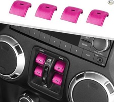 Window Button Covers, 4PCS Center Console Window Switch Cover Inte Color: Pink
