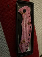 Elite Edge Military Tactical Rescue Outdoor Pink Camouflage Folding Knife