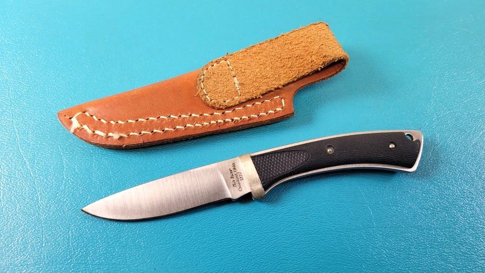 Cuchillo fijo vintage KA-BAR 1227 pájaro trucha desollador Hong Kong + cuchillo Kabar Foto 4 de 4