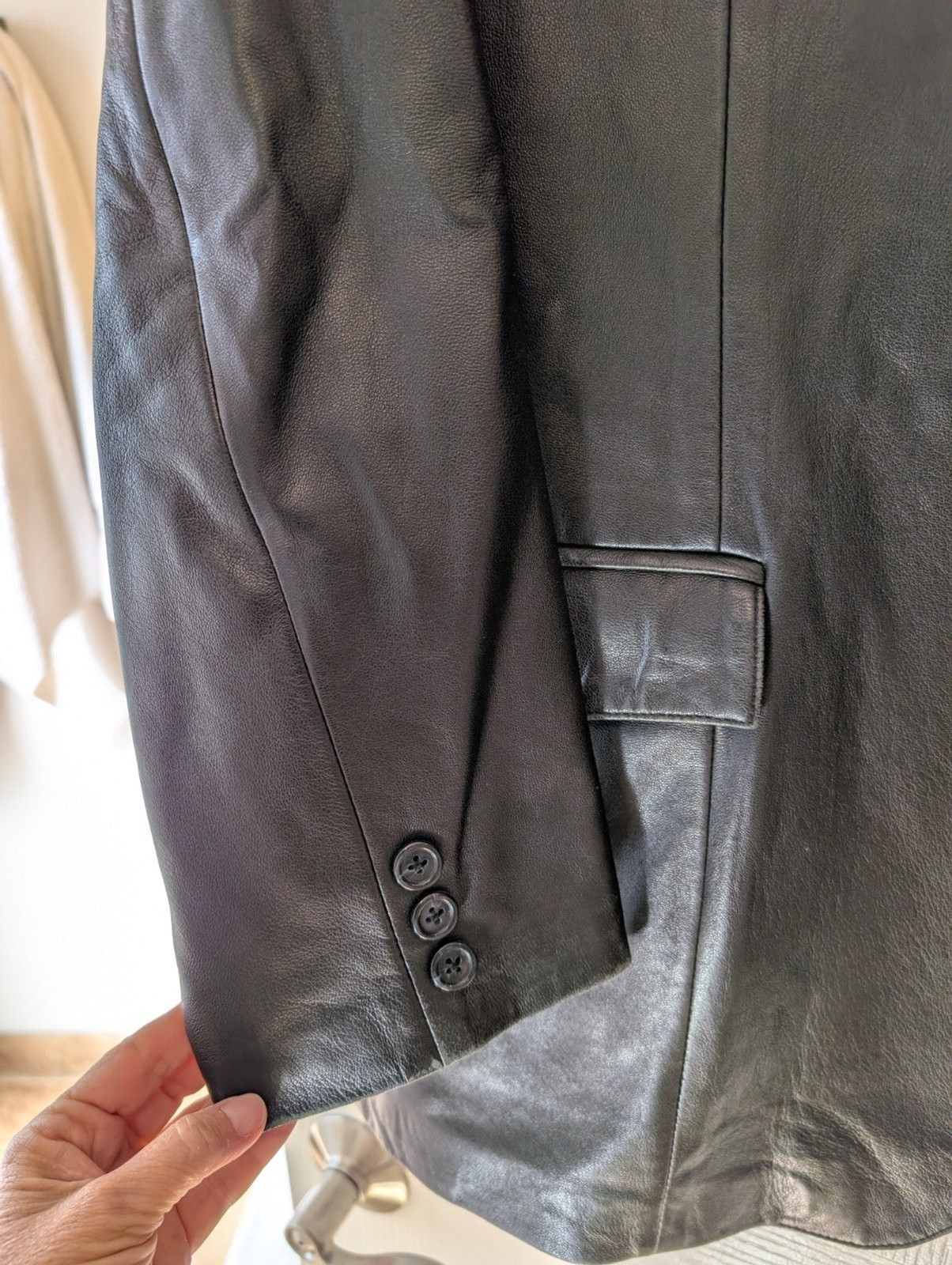 Vintage Overland Black Lambskin Leather Western Blazer Jacket Coat - 46L image 3