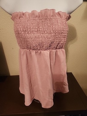 Yoins Women's Pink Strapless Top Size L Large Tube Top Crop Summer Blouse Shirt