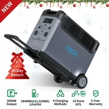 ABOK Ark3600W AC 3840Wh Portable Power Station, LiFePO4 Battery, Solar Generator