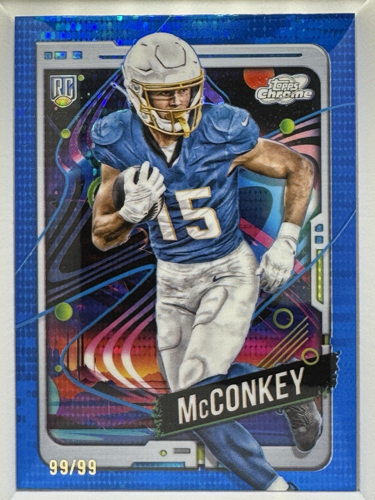 2024 Topps Cosmic Chrome Rookies Ladd McConkey #152 Blue Moon Refractor /99 (RC)