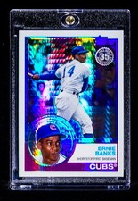 Ernie Banks RARE 35TH ANNIVERSARY RETRO REFRACTOR CARD Chicago Cubs HOF