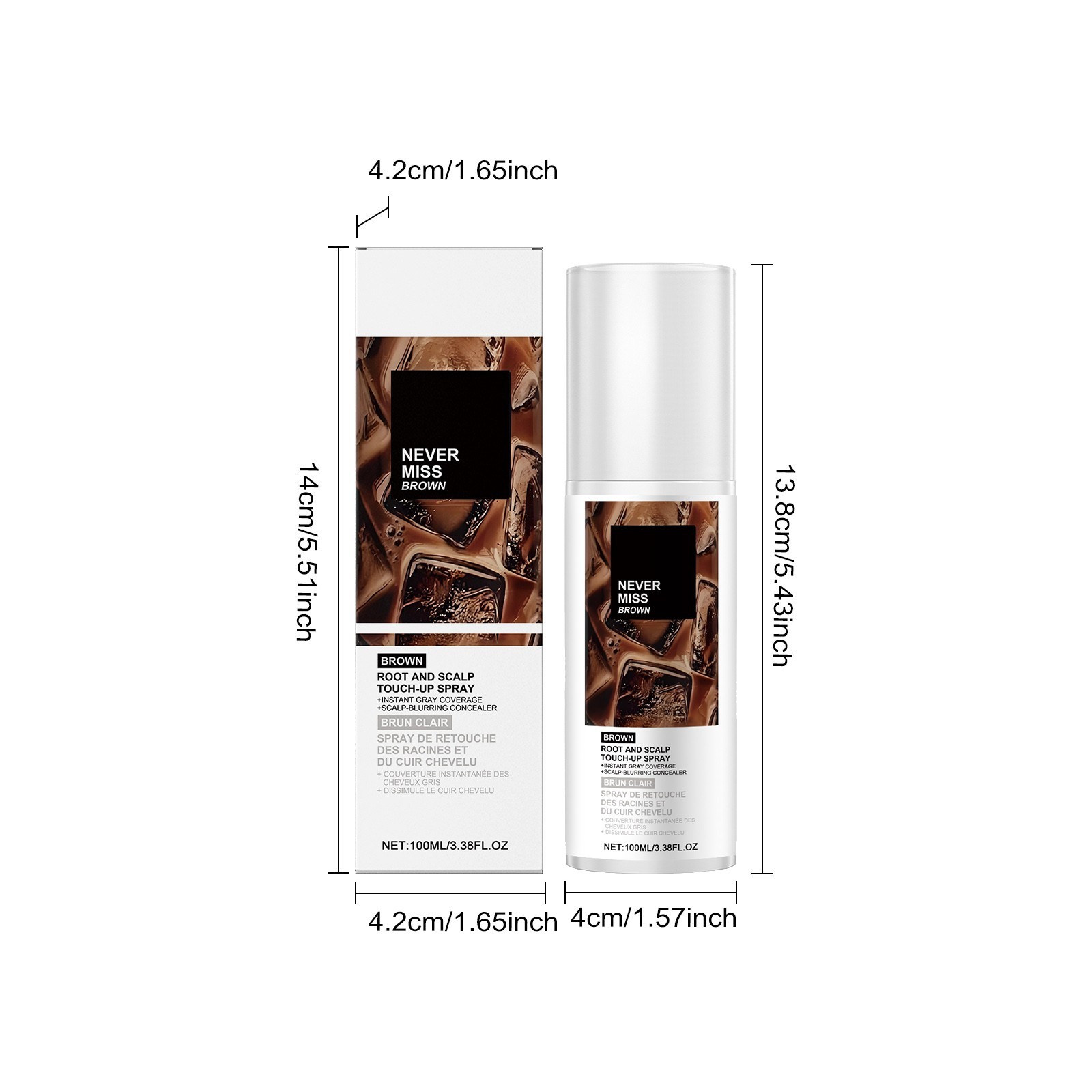 Never Miss Root and Scalp Touch-Up Spray for Gray Coverage &ndash; Dark Brown Hair