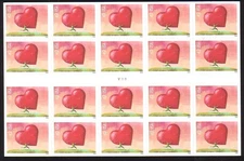 #4270a LOVE HEART.  SELF-ADHESIVE PANE.  VF NH.  BCV $22.75
