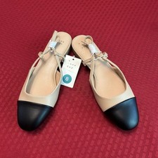 a new day NWT Size 8 Tan and Black Maxine Sling back Flats Shoes Cushioned