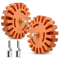 2 Packs of Sticker Remover Rubber Wheels, 4-inch Rubber Wheels with Drill bit...
