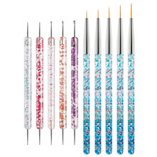 Nail Art Tool Set - 5 Dotting Tools & 5 Nail Liner Brushes for Salon, Profession