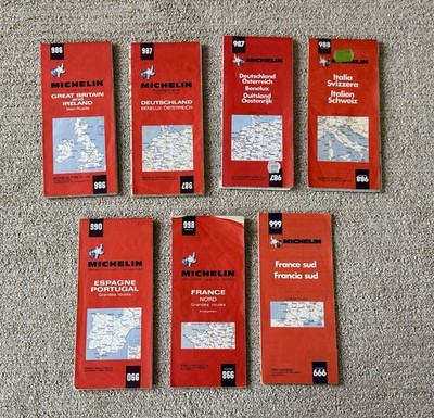 Lot of 7 Michelin Road Maps Europe Vintage 1970s  - 1980s France Spain Germany