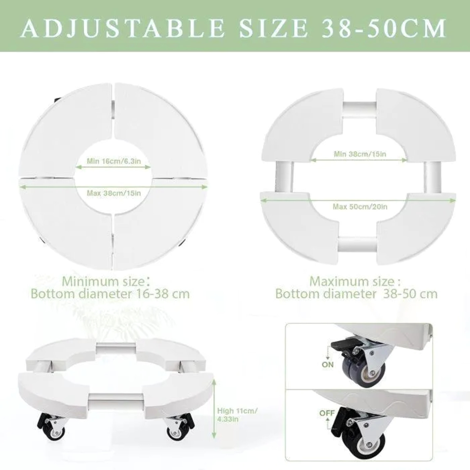 Chariot à plantes rond réglable 38-50cm charge lourde extérieur - 2