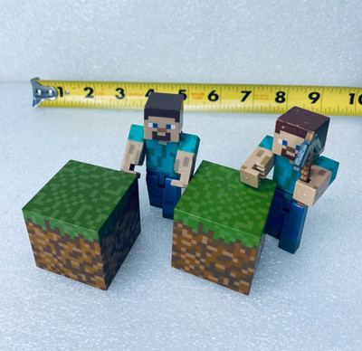 Lot Of 5 - Jazwears Minecraft 2 3/4'' Steves + 1 Pickaxe & More - SEE VIDEO