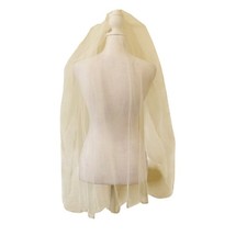 White Wedding Veil with Comb Attachment Beaded Scalloped Edges Crystal Details