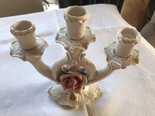 ENS Porzellan Volkstedt Kerzenleuchter 3-armig – Rosen – Sammlerstück