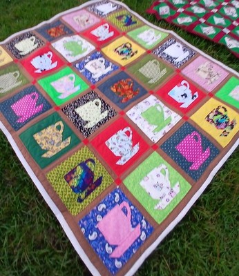  Quilt PATCHWORK COTTAGE CORE  tea cup CoffeeLovers Square Block