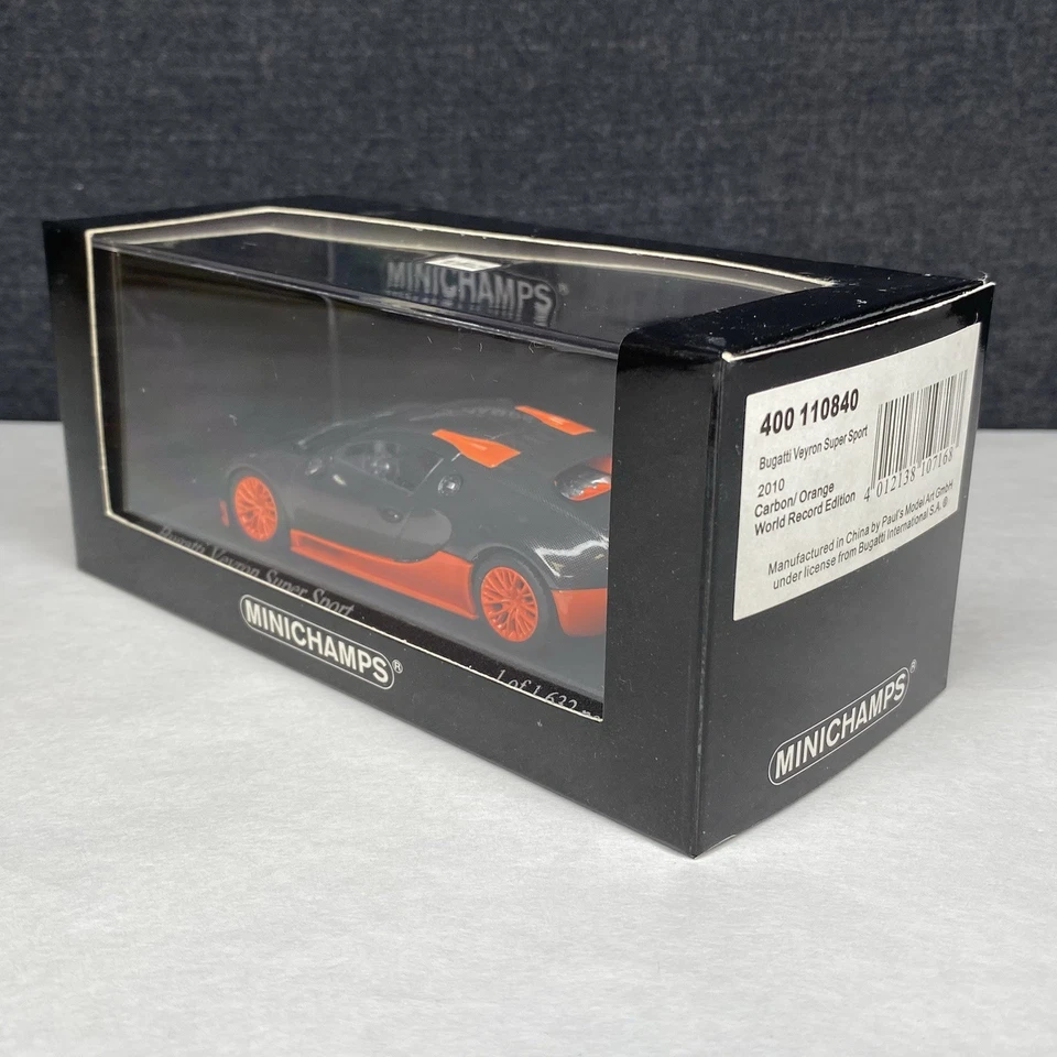 Minichamps 2010 Bugatti Veyron Super Sport Carbon/Orange 1/43 Scale 400110840 - Image 2 of 4