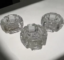 Antique 3 EAPG Notched Panel Hexagonal Open Salt Cellars Dips