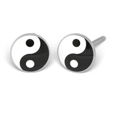 STUDEX Medical Ear Studs YIN YANG Silver Anti-allergic Pair Ø5mm