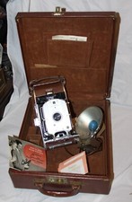 Vintage Polaroid Land Camera 95a w/ Leather Briefcase Flash 202  Accessories