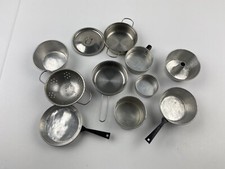 Metal Kitchen Pots Pans Colander Lid Cake Pam Silver Play Toys Lot 11