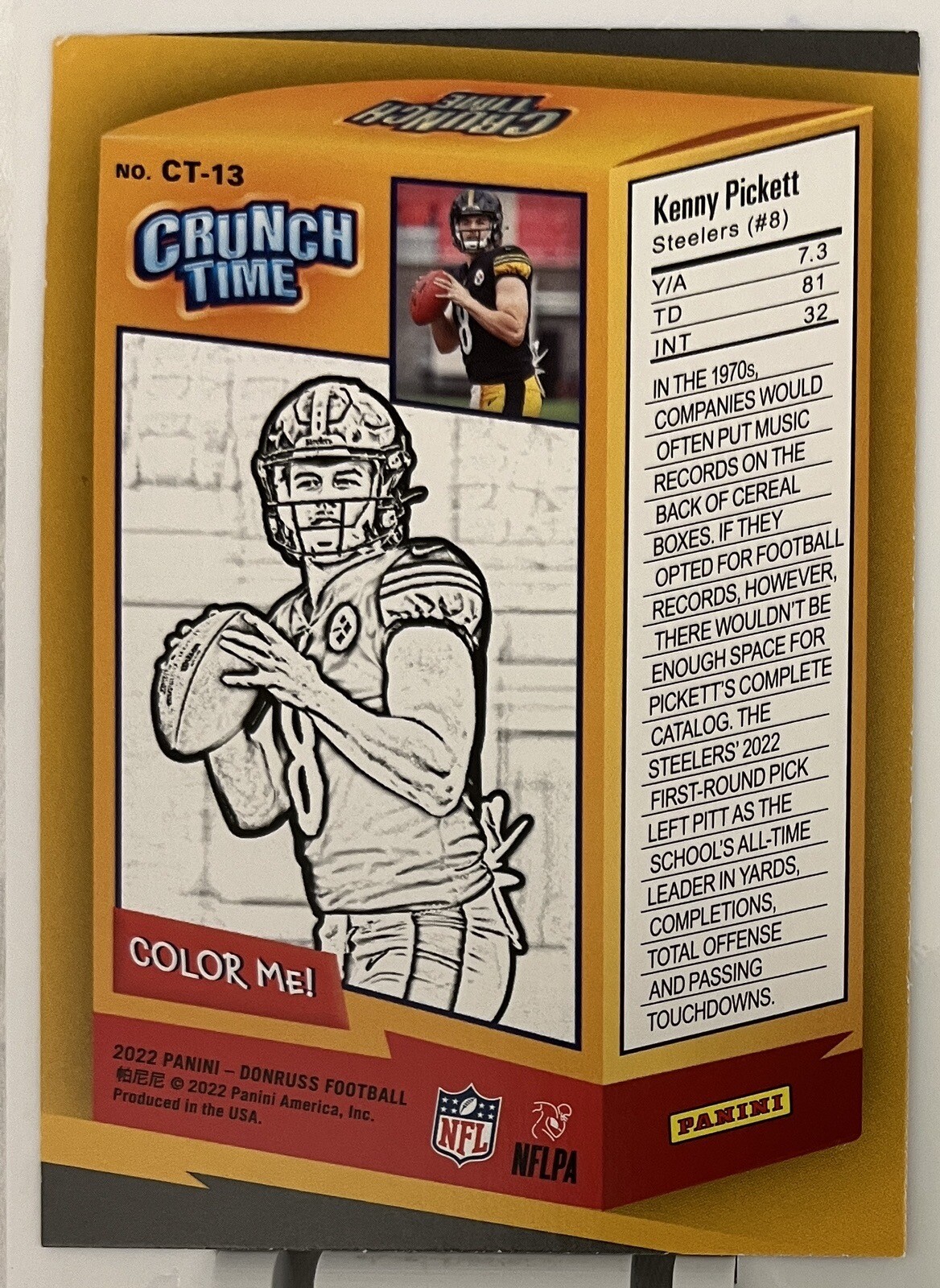 Kenny Pickett 2022 Donruss Crunch Time Rookie Card Case Hit CT13