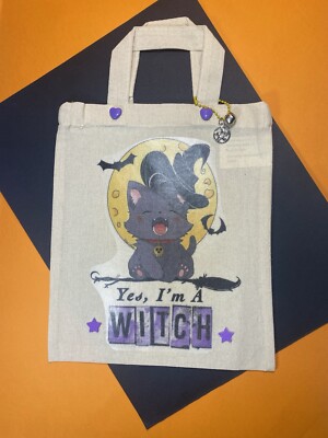 tote bag handmade Witch Cat Halloween