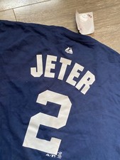NWT NEW YORK YANKEES DEREK JETER BLUE NAME NUMBER 2 MLB SHIRT TEE YOUTH XL BOYS