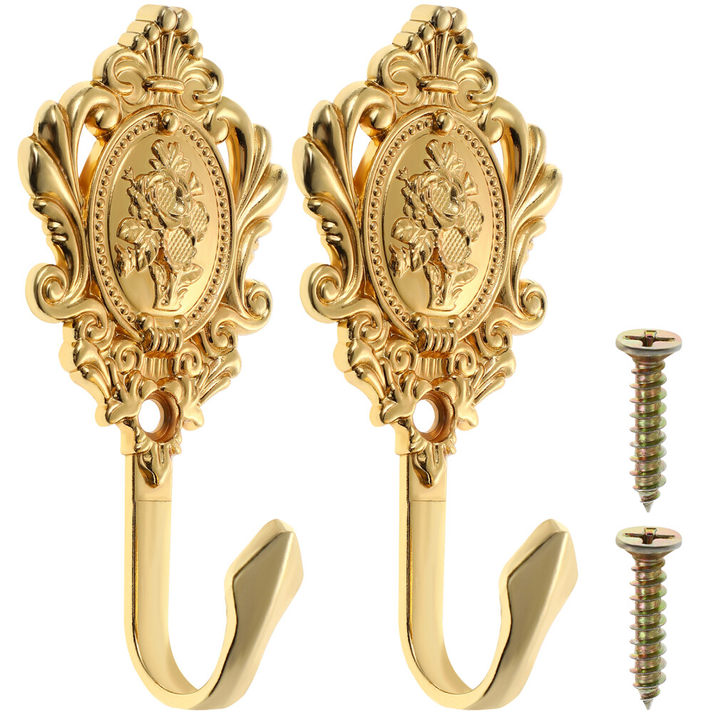 2 Pcs curtain holdbacks gold Wall Vintage Curtain Holdbacks Hooks