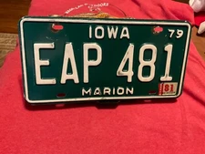 Vintage License Plate Iowa 1979 w/ 1981 Marion County EAP 481