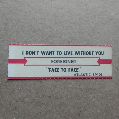 FOREIGNER I Don't Want To Live Without You JUKEBOX STRIP Record 45 rpm 7''