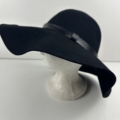 H&M Wool Black 100% Floppy Brim Hat Size Large