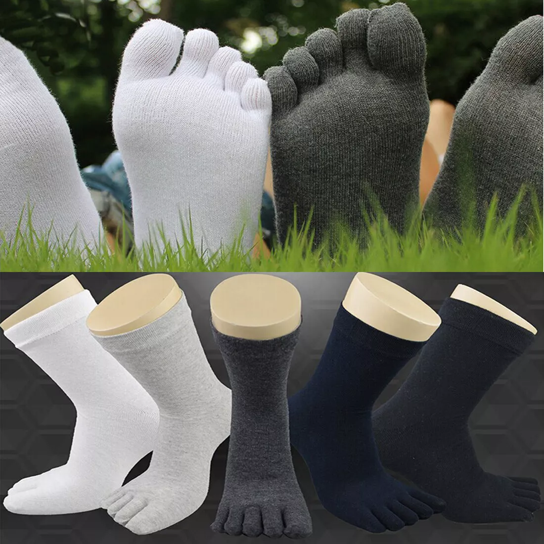 Men Five Toe Socks Cotton Blend Sports Trainer Finger Socks Breathable  Unisex N