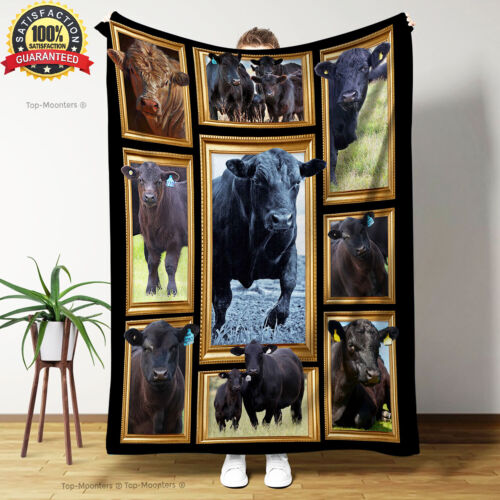 Farmer Blanket, Black Angus Cow Farmer Blanket - Perfect Gift for Grandpa, Dad - Afbeelding 1 van 4
