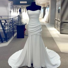 Simple Mermaid Wedding Dresses Court Train Strapless Pleated Bridal Gowns Custom