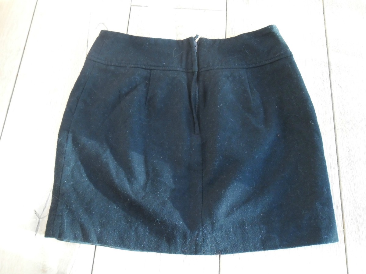 H AND M SMART WOOL RICH BLACK LINED VERY MINI SKIRT TIGHT FIT UK
