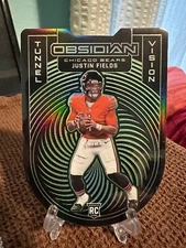 2021 Panini Obsidian Justin Fields RC Tunnel Vision E/E Green /15 SSP NY Jets