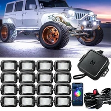 MICTUNING C1 C2 Q1 RGBW LED Rock Lights- 4/8/12/16 Pods Underglow Underbody Lamp