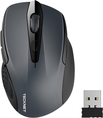 TECKNET Kabellose Maus, Pro 2.4G 2600 DPI Wireless, 6 Tasten Mit Nano Empfänger,
