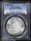 1878-P $1 7TF Morgan Silver Dollar PCGS MS 62 | Reverse of 1878
